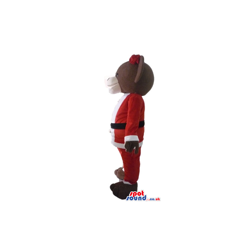 Brown bear wearing a santa claus suit - Custom Mascots