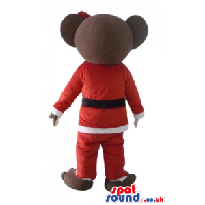 Brown bear wearing a santa claus suit - Custom Mascots