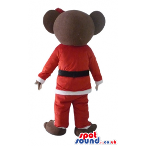 Brown bear wearing a santa claus suit - Custom Mascots