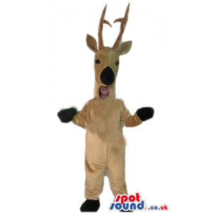 Beige deer with thin horns, brown nose and brown eyes - Custom