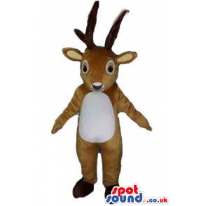 Brown deer with a white belly and black horns - Custom Mascots