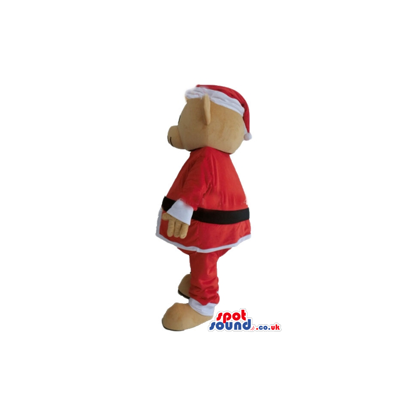 Brown bear wearing a santa claus suit - Custom Mascots