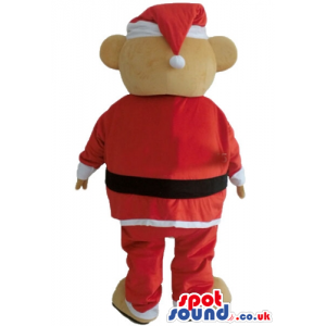 Brown bear wearing a santa claus suit - Custom Mascots