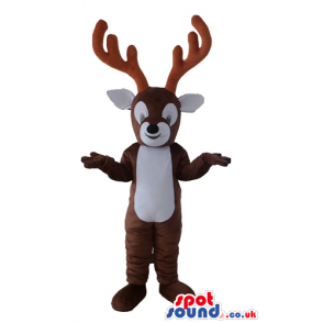 Brown deer with a white belly and brown horns - Custom Mascots