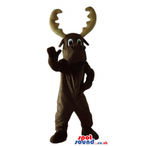 Brown moose with beige horns - Custom Mascots