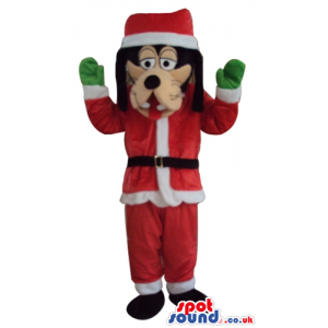 Goofy dressed as santa claus - Custom Mascots