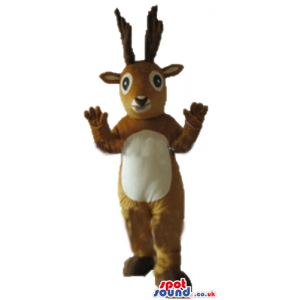 Brown deer with brown horns and a white belly - Custom Mascots