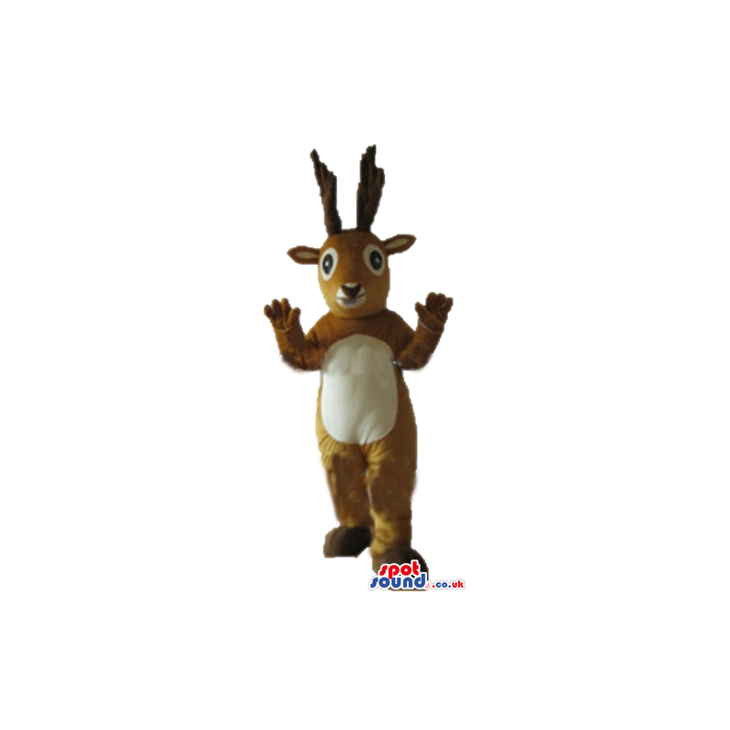 Brown deer with brown horns and a white belly - Custom Mascots