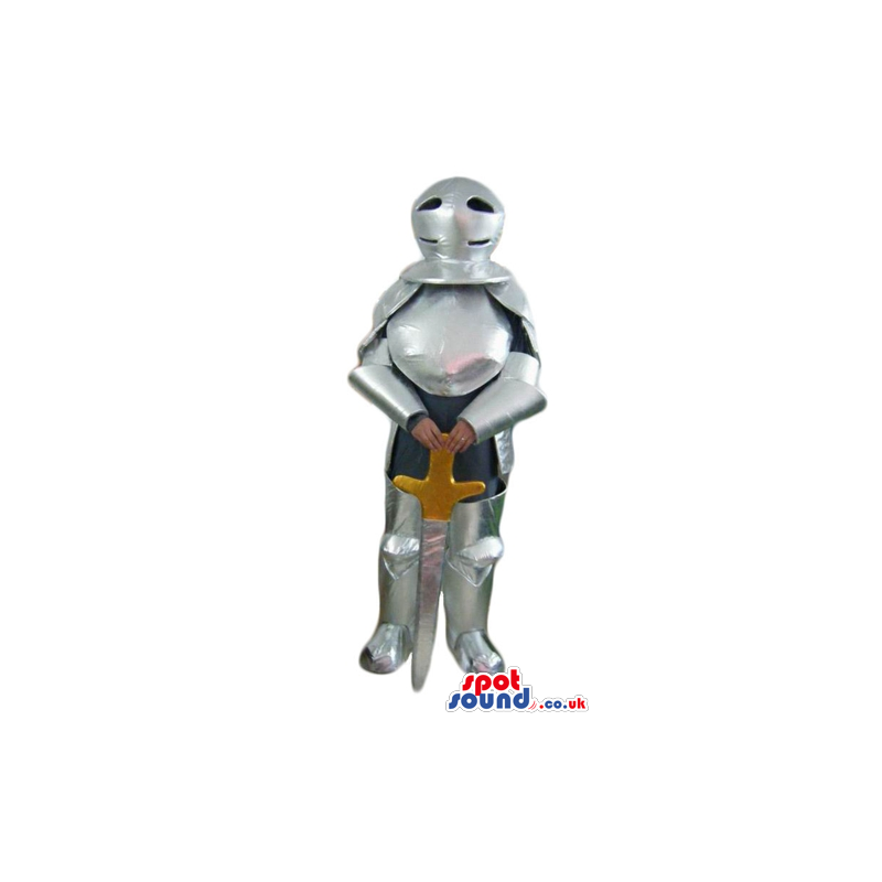 Knight in a shiny armour holding a huge sword - Custom Mascots