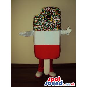 Ice-Cream Mascot With Three Colors And Flavors And Frosting -
