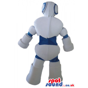 White and blue robot - your mascot in a box! - Custom Mascots