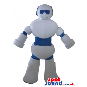 White and blue robot - your mascot in a box! - Custom Mascots