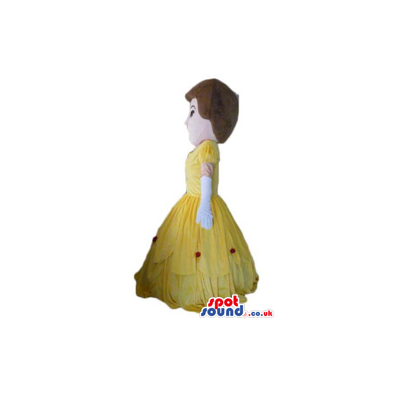 Princess with brown hair wearing a long yellow dress - Custom