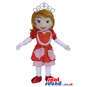 Little princess sofia the first wearing a red dress with