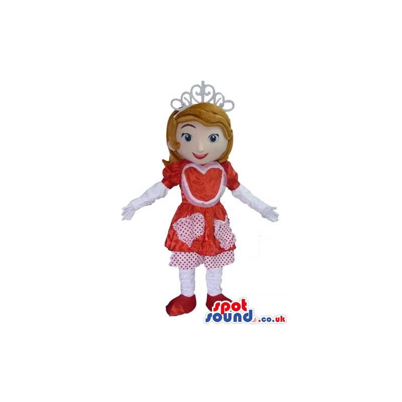 Little princess sofia the first wearing a red dress with