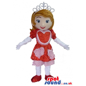 Little princess sofia the first wearing a red dress with