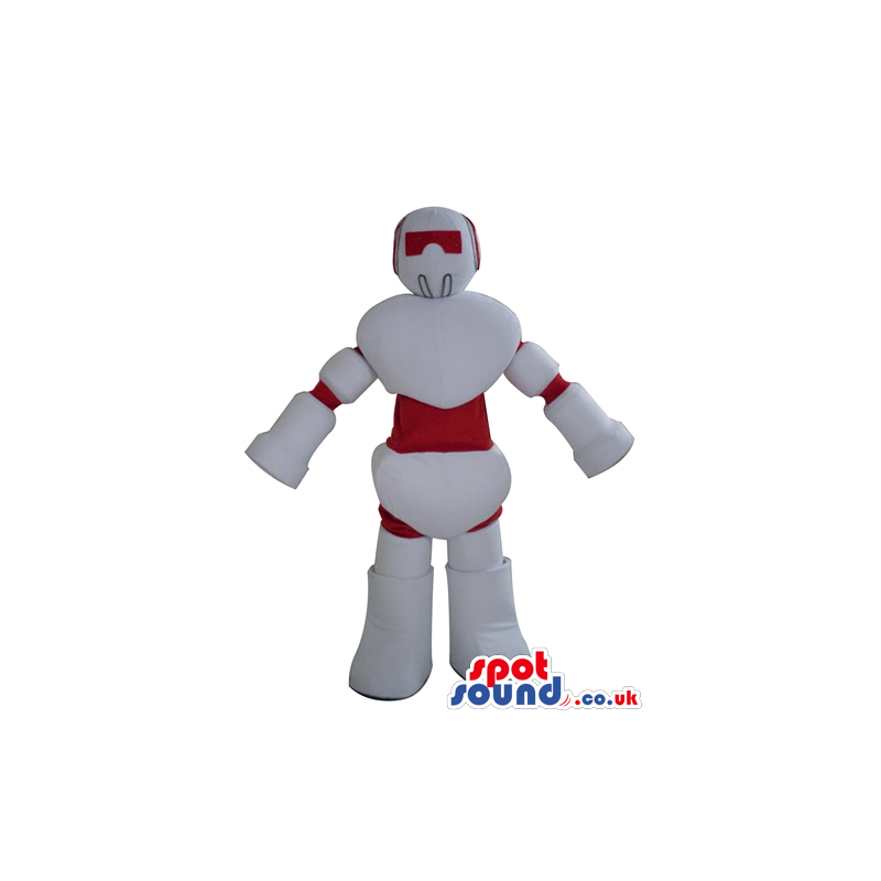 White and red robot - your mascot in a box! - Custom Mascots