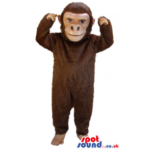 Brown Monkey Animal Plain Mascot With Realistic Hands And Feet