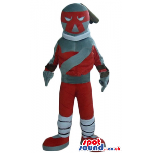Grey ninja turtle with a red mask over the eyes, red trousers