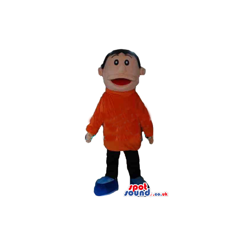 Man wearing a red sweater, black trousers and blue shoes - Man wearing a red sweater, black trousers and blue shoes -