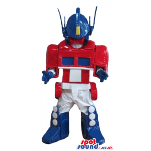 Blue, white and red robot - your mascot in a box! - Custom