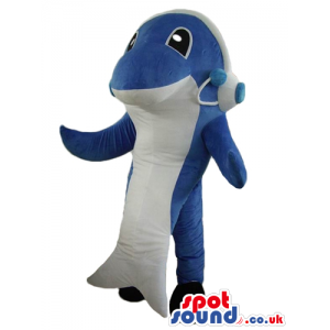 Blue and white dolphin - your mascot in a box! - Custom Mascots