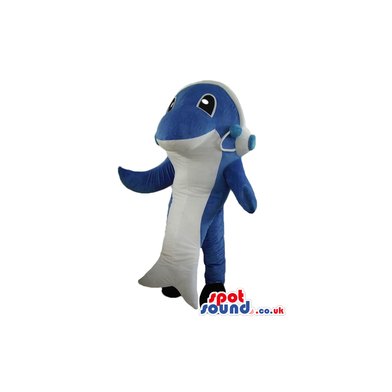 Blue and white dolphin - your mascot in a box! - Custom Mascots