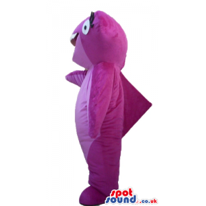 Purple shark with a big mouth - Custom Mascots