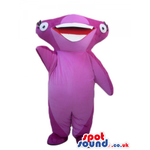 Purple shark with a big mouth - Custom Mascots