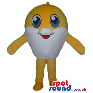 Yellow dolphin with big eyes showing a red tongue - Custom