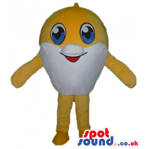 Yellow dolphin with big eyes showing a red tongue - Custom