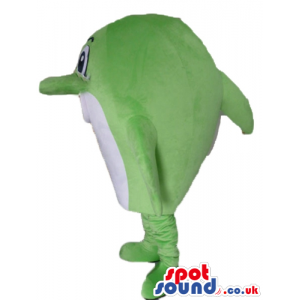 Green dolphin with big eyes and a red mouth - Custom Mascots
