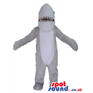 Grey and white shark with sharp teeth - Custom Mascots