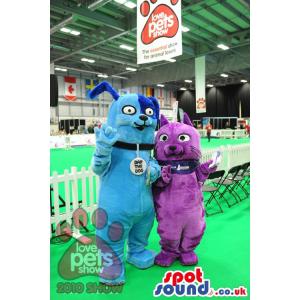 Blue and purple dap the dogs mascots from pet shop - Custom