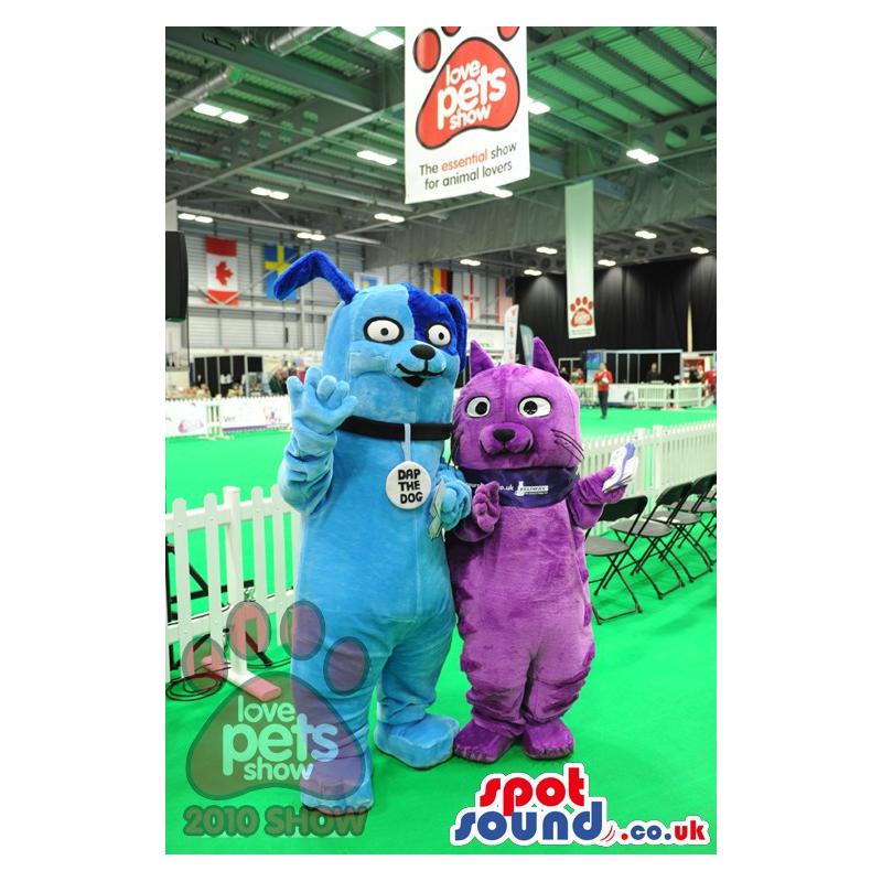 Blue and purple dap the dogs mascots from pet shop - Custom