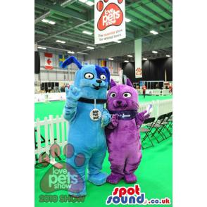 Blue and purple dap the dogs mascots from pet shop - Custom