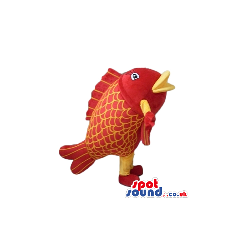 Red fish with yellow legs and arms and red hands and feet -