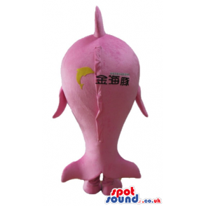 Pink whale with a white face - Custom Mascots