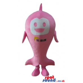 Pink whale with a white face - Custom Mascots