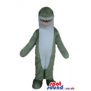 Grey and white shark with sharp teeth - Custom Mascots