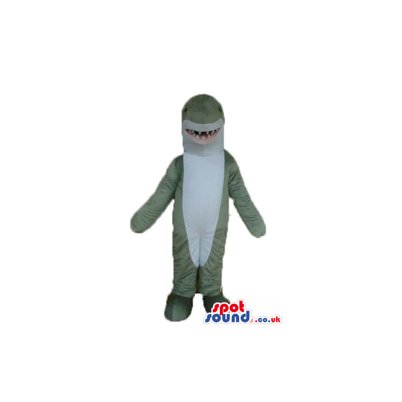 Grey and white shark with sharp teeth - Custom Mascots