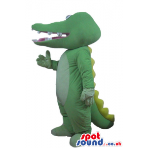 Green crocodile with yellow plaques on the back - Custom Mascots