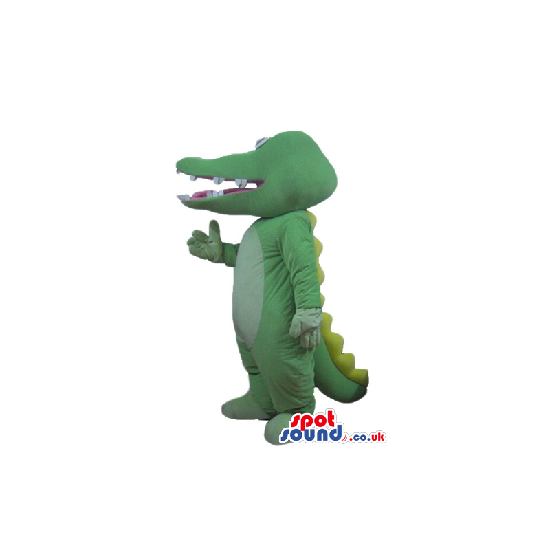 Green crocodile with yellow plaques on the back - Custom Mascots