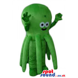 Big green octopus with round eyes - Custom Mascots