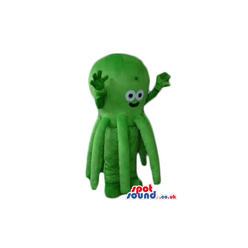 Big green octopus with round eyes - Custom Mascots