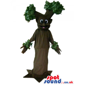 Brown tree with gren leaves and big eyes - Custom Mascots