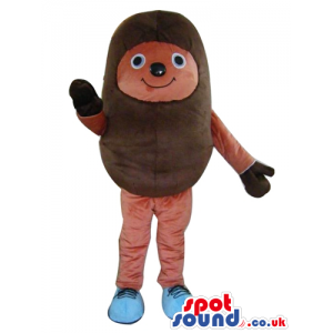 Brown potato with a pink face, pink arms and pink legs. brown