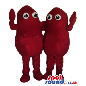 Two dark red potatoes with big round eyes - Custom Mascots