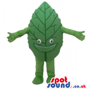 Green leaf with small round eyes - Custom Mascots