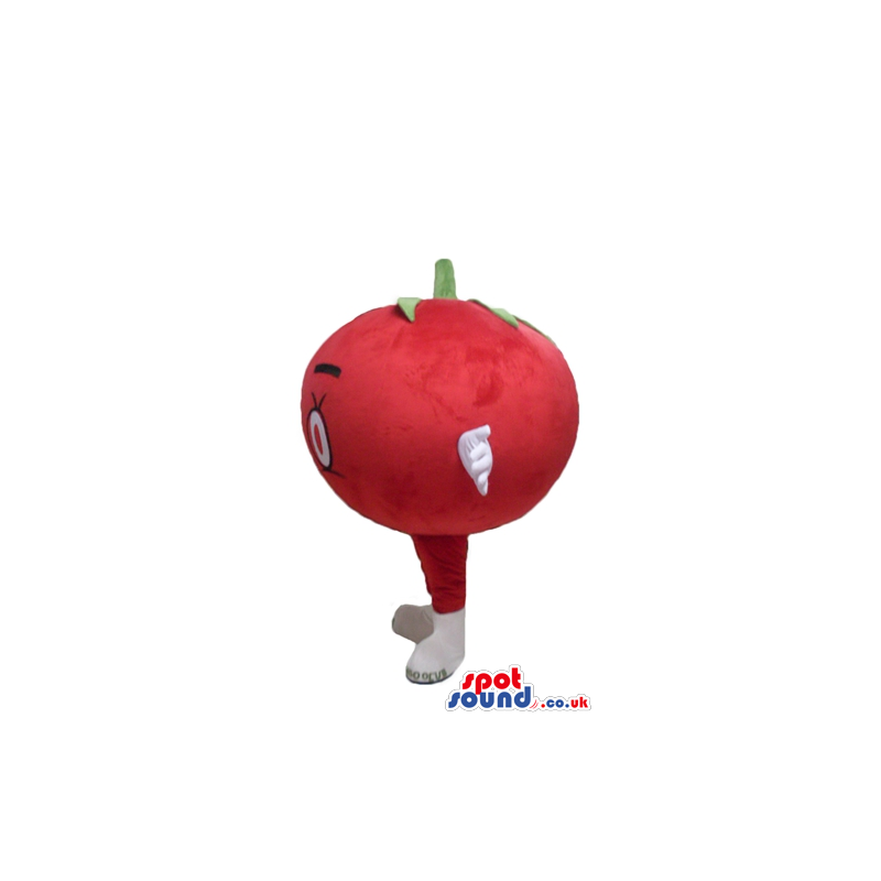 Red tomato with big eyes, and red legs - Custom Mascots